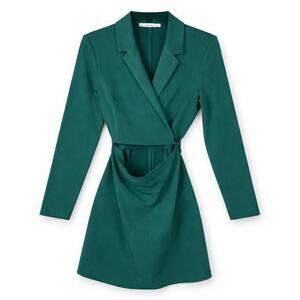 Abercrombie & Fitch Emerald Green Blazer Wrap Mini Dress | Cutout Waist | Size S